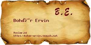 Bohár Ervin névjegykártya