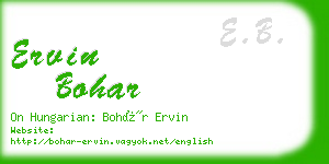 ervin bohar business card